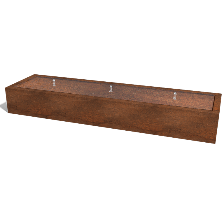 Mesa de agua de acero corten 300 x 80 x 40 cm
