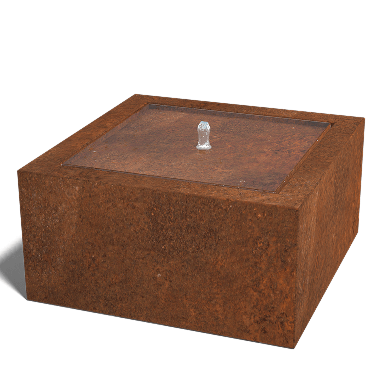 Mesa de agua de acero corten 80 x 80 x 40 cm