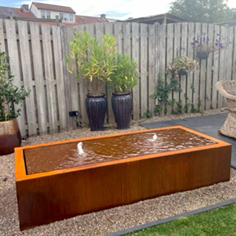 Mesa de agua de acero corten 200 x 80 x 40 cm