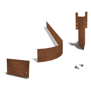 Bordura FLEX de acero corten de borde doblado 13 cm juego completo de 15 metros