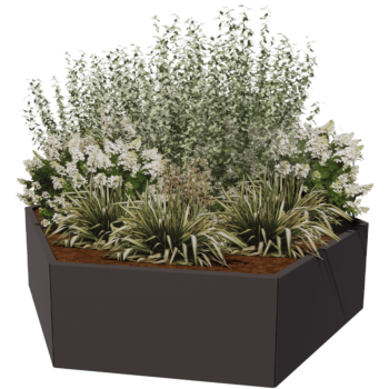 Jardinera de acero - Hexágono - 199,3 x 173,2 x 30 cm - Otro color RAL - Sin placa inferior