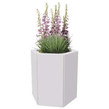 Jardinera de acero - Hexágono - 39,3 x 34,6 x 40 cm - RAL9010 mate (blanco) - Sin placa inferior