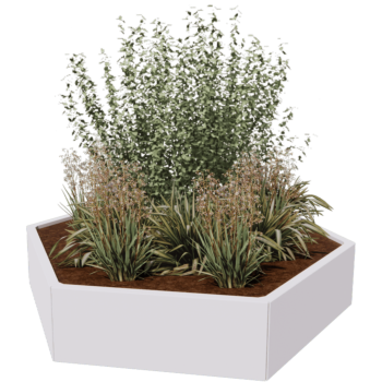 Jardinera de acero - Hexágono - 159,3 x 138,6 x 60 cm - RAL9005 mate (negro) - Sin placa inferior