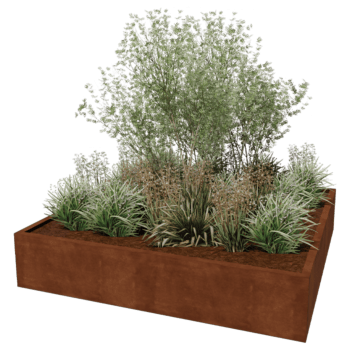 Jardinera de acero corten soldada Montana 200 x 200 x 40 cm
