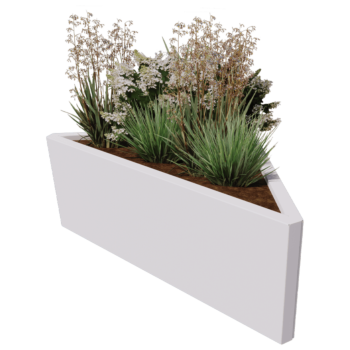 Jardinera de acero - Triángulo isósceles - 112,2 x 60,5 x 40 cm - RAL9005 mate (negro) - Sin placa inferior