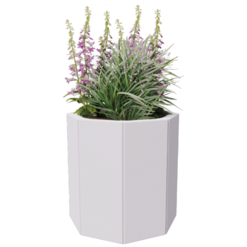 Jardinera de acero - Octágono - 48,3 x 48,3 x 30 cm - Otro color RAL - Con placa inferior