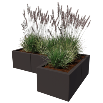 Jardinera de acero - Forma de L - 120 x 80 x 80 cm - Otro color RAL - Con placa inferior