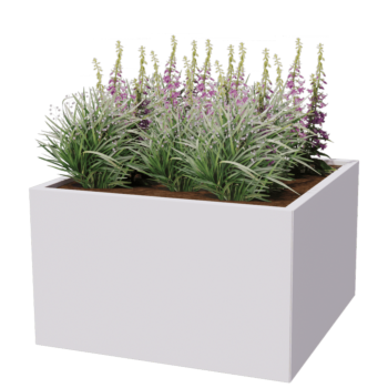 Jardinera de acero - Cuadrado - 100 x 100 x 100 cm - RAL9005 mate (negro) - Sin placa inferior