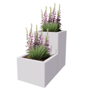 Jardinera de acero - Modelo escalonado de 2 piezas - 80 x 40 x 60 cm - Otro color RAL - Con placa inferior