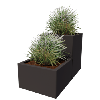 Jardinera de acero - Modelo escalonado de 2 piezas - 100 x 50 x 60 cm - Otro color RAL - Con placa inferior