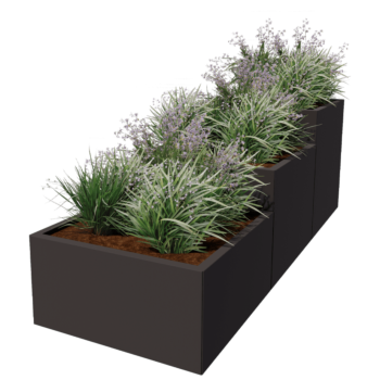 Jardinera de acero - Modelo escalonado de 3 piezas - 240 x 80 x 80 cm - Otro color RAL - Sin placa inferior