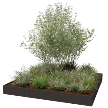 Jardinera XXL de acero - Cuadrado - 300 x 300 x 100 cm - Otro color RAL - Sin placa inferior