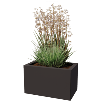 Jardinera de acero - Rectángulo - 50 x 30 x 30 cm - Otro color RAL - Con placa inferior