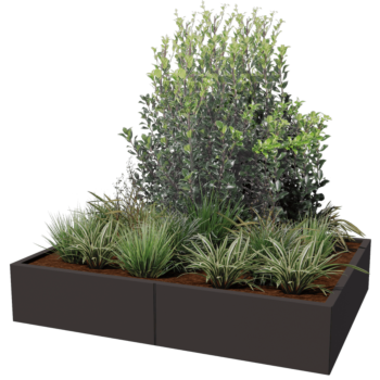 Jardinera XXL de acero - Rectángulo - 160 x 120 x 80 cm - RAL9005 mate (negro) - Sin placa inferior