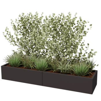 Jardinera XXL de acero - Rectángulo - 200 x 50 x 30 cm - Otro color RAL - Sin placa inferior