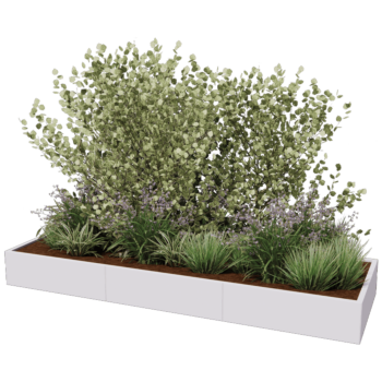 Jardinera XXL de acero - Rectángulo - 300 x 100 x 100 cm - RAL9010 mate (blanco) - Con placa inferior