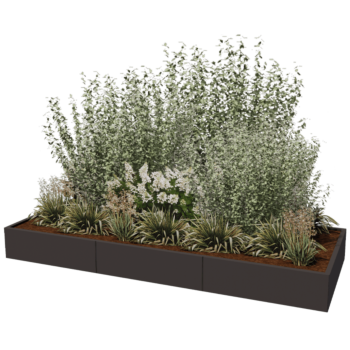 Jardinera XXL de acero - Rectángulo - 300 x 120 x 60 cm - RAL9010 mate (blanco) - Sin placa inferior
