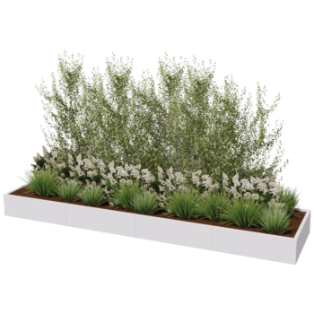 Jardinera XXL de acero - Rectángulo - 400 x 100 x 100 cm - RAL9005 mate (negro) - Sin placa inferior