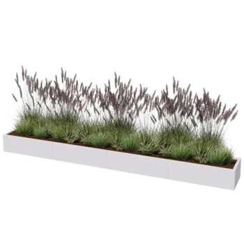 Jardinera XXL de acero - Rectángulo - 400 x 50 x 50 cm - RAL9010 mate (blanco) - Sin placa inferior
