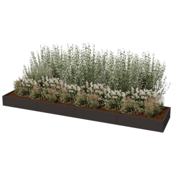 Jardinera XXL de acero - Rectángulo - 480 x 100 x 80 cm - RAL9010 mate (blanco) - Con placa inferior