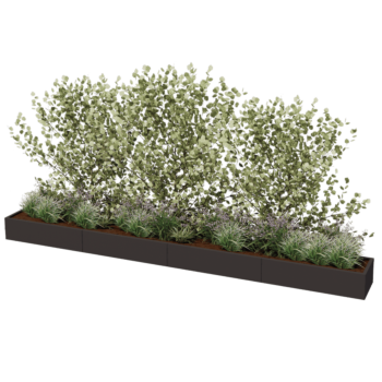 Jardinera XXL de acero - Rectángulo - 480 x 50 x 30 cm - RAL9005 mate (negro) - Sin placa inferior