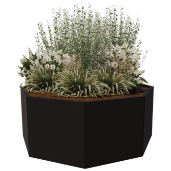 Jardinera de acero - Octágono - 168,6 x 168,6 x 70 cm - RAL9010 mate (blanco) - Sin placa inferior