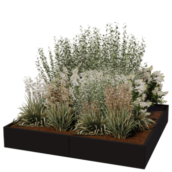 Jardinera XXL de acero - Cuadrado - 200 x 200 x 100 cm - RAL9010 mate (blanco) - Sin placa inferior