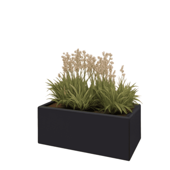 Jardinera de acero - Rectángulo - 80 x 40 x 30 cm - RAL9005 mate (negro) - Sin placa inferior