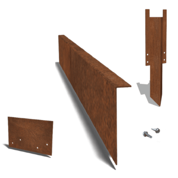 Bordura de acero corten de borde en ángulo recto 22 cm juego completo de 15metros