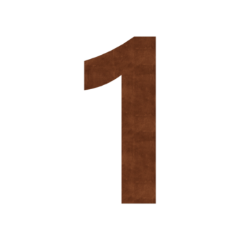 Número de casa de acero corten 1 - 6,4 x 15 cm - Autoadhesivo