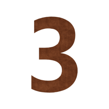 Número de casa de acero corten 3 - 9,1 x 15 cm - Autoadhesivo