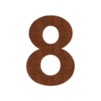 Número de casa de acero corten 8 - 10,3 x 15 cm - Autoadhesivo