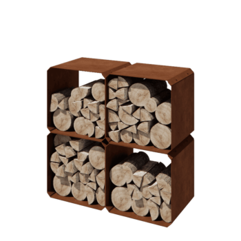 Leñero de acero corten - Colorado 4 piezas - 40 x 40 x 40 cm