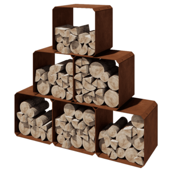 Leñero de acero corten - Colorado 6 piezas - 40 x 40 x 40 cm