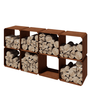 Leñero de acero corten - Colorado 8 piezas - 40 x 40 x 40 cm
