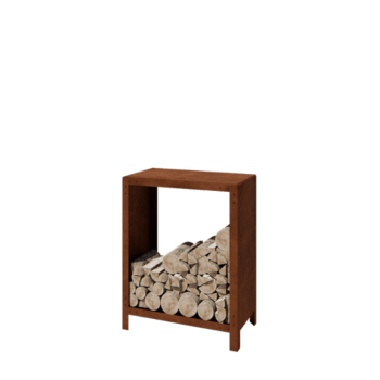 Leñero de acero corten Indiana 100 x 80 x 40 cm