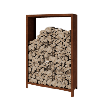 Leñero de acero corten Indiana 180 x 120 x 40 cm