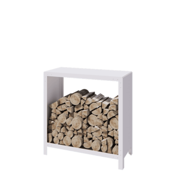 Leñero de acero - Indiana - 100 x 40 x 100 cm - RAL9010 mate (blanco)