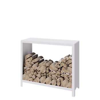 Leñero de acero - Indiana - 120 x 40 x 100 cm - RAL9010 mate (blanco)