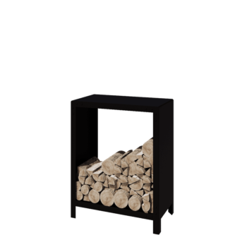 Leñero de acero - Indiana - 80 x 40 x 100 cm - RAL9005 mate (negro)