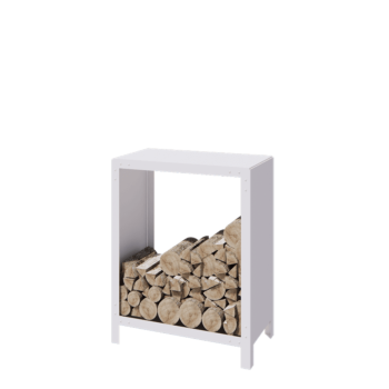 Leñero de acero - Indiana - 80 x 40 x 100 cm - RAL9010 mate (blanco)