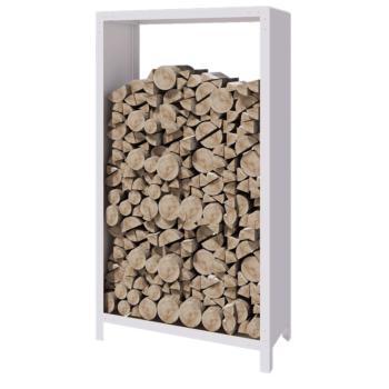 Leñero de acero - Indiana - 100 x 40 x 180 cm - RAL9010 mate (blanco)