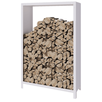 Leñero de acero - Indiana - 120 x 40 x 180 cm - RAL9010 mate (blanco)
