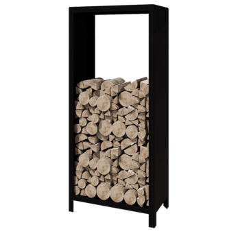 Leñero de acero - Indiana - 80 x 40 x 180 cm - RAL9005 mate (negro)