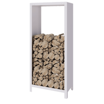 Leñero de acero - Indiana - 80 x 40 x 180 cm - RAL9010 mate (blanco)