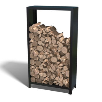 Leñero de acero - Indiana - 100 x 40 x 180 cm - RAL9005 mate (negro)