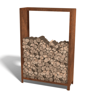 Leñero de acero corten Indiana 180 x 120 x 40 cm