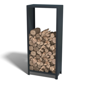 Leñero de acero - Indiana - 80 x 40 x 180 cm - RAL9005 mate (negro)