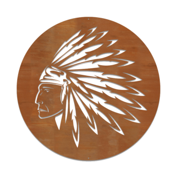 Decoración de pared de acero corten - Indio Americano Small - 50 x 50 cm