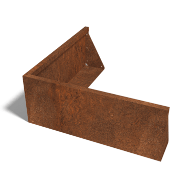 Muro de contención de acero corten esquina exterior 100 x 100 cm (altura 40 cm)